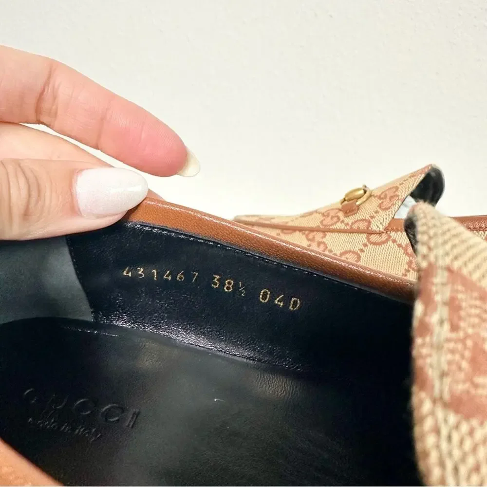 GUCCI Women’s Jordaan GG Canvas Loafers NEW 38.5 - Picture 6 of 10